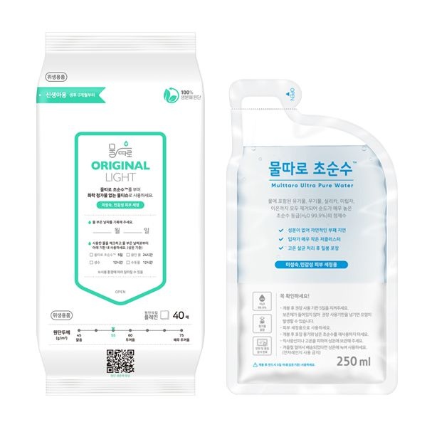 물따로 생분해 신생아물티슈 오리지날 라이트 리필형 (40매/12set)