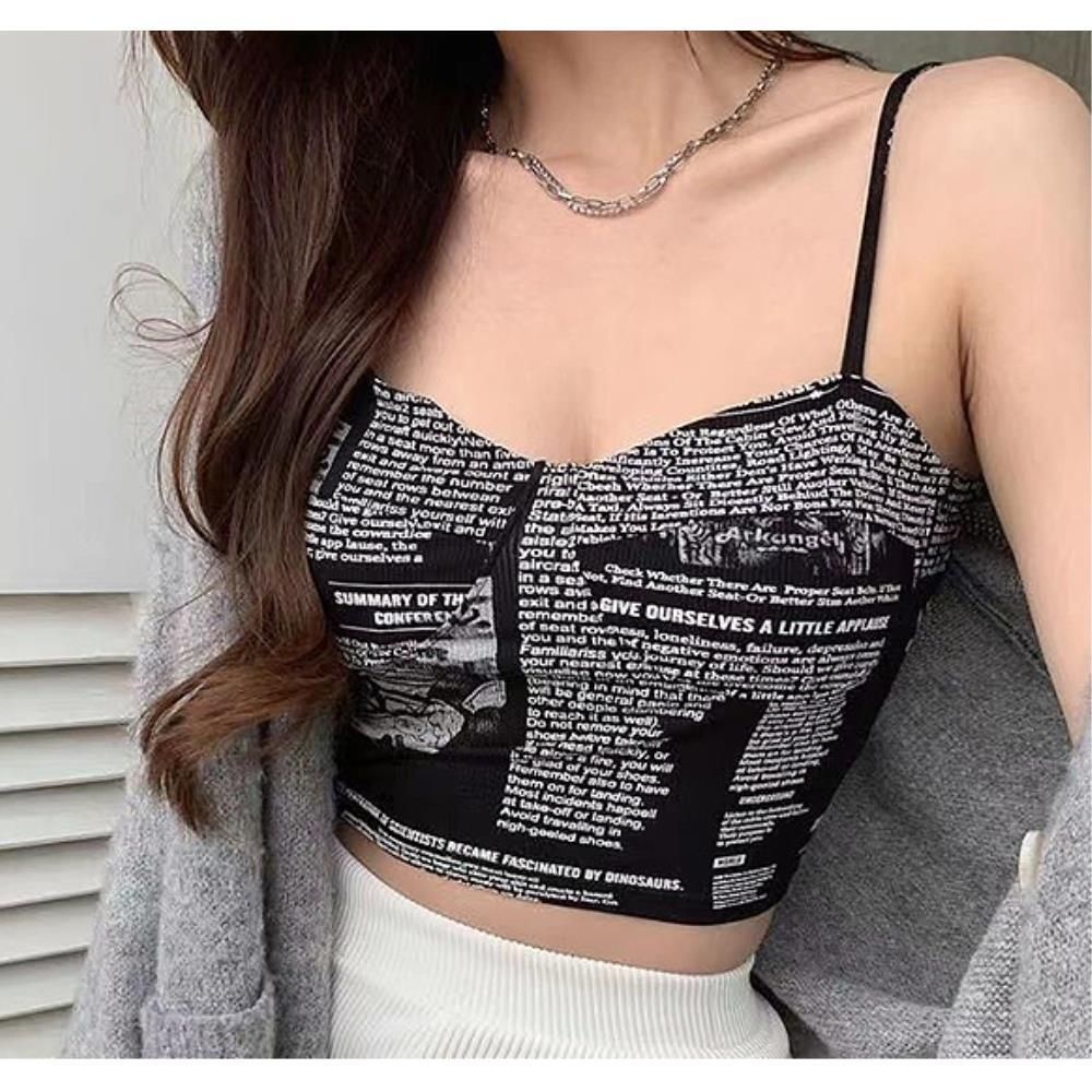 영자신문 섹시 노출 여성 크롭티 나시티 데일리 의류