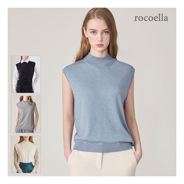 로코엘라 브릴 캐시미어 블렌디드 여성 슬리브리스 니트 562202