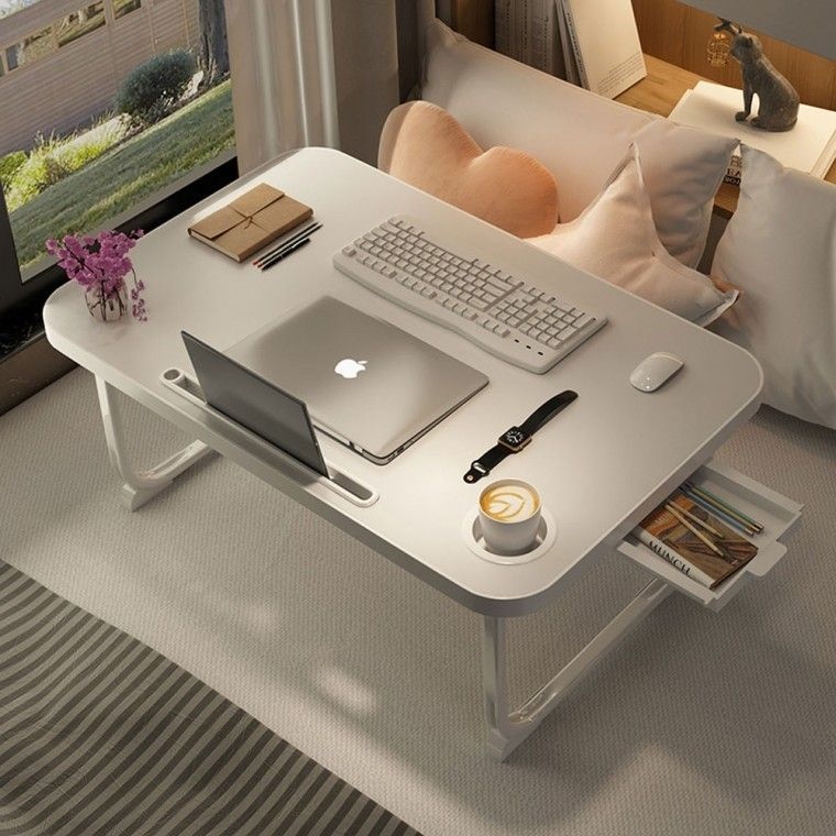 협력업체 접이식 침대 테이블 좌식 책상 라운드 원형 스마트 홈오피스 재택근무 노트북 거치대 컵홀더