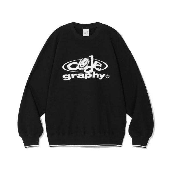 <매장정품> CGP CODE 아트웍 배색 오버핏 맨투맨_블랙 CBDSUTL554BK 187151