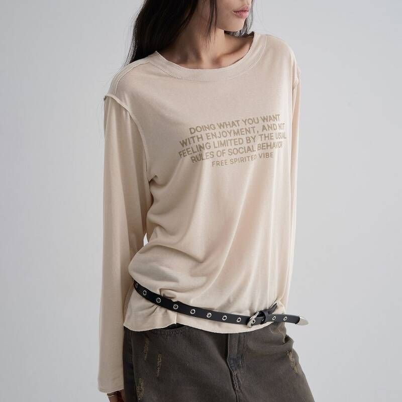 에잇세컨즈 8 Seconds 여성 빈티지 오버핏 레터링 티셔츠 베이지 165841AY1A 301958