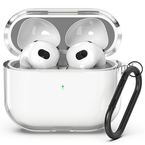 신지모루 변색방지 에어팟 TPU 케이스 + 철가루 방지 스티커 + 카라비너 세트