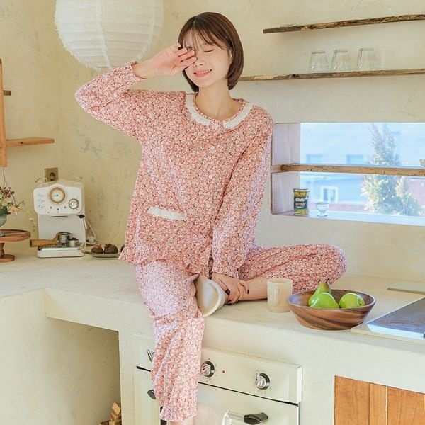 [보리보리/찌니야B]찌니야 국내제작 여성잠옷 드로잉 60수 순면 긴팔상하세트927131