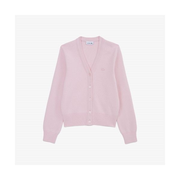<매장정품> LACOSTE 여성 베이직 브이넥 가디건 [라이트핑크] AF209E-55NADY 170056