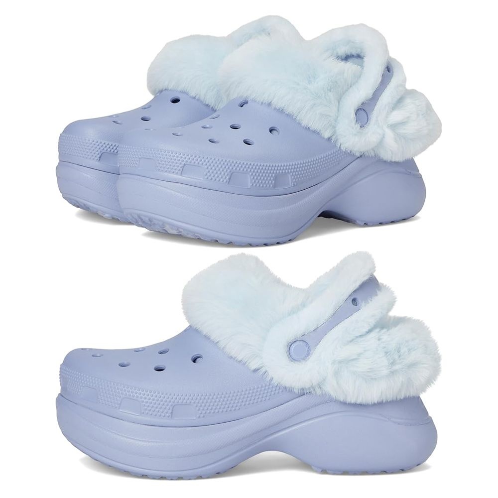 [해외] 크록스 털신 베이 라인드 클로그 블루 헤이즈 남성 여성 겨울 슬리퍼 키높이 방한화