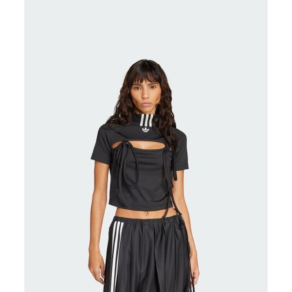 <매장정품> ADIDAS 아디다스 리본 컷아웃 크롭탑 - 블랙 JX2537 745427