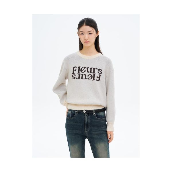 에잇세컨즈 8SECONDS 텍스트 자카드 라운드 풀오버 아이보리 355151LYE0 206355