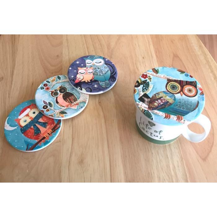 부엉이도자기 컵냄비 받침대  단체기관대량인쇄 판촉