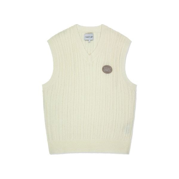 [국내 매장품] 와키윌리 WACKY WILLY 와펜 스카시 브이넥 니트 베스트 화이트 150936