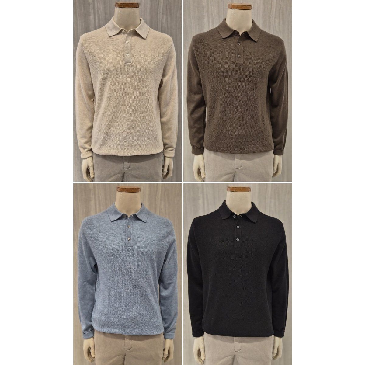 올젠 OLZEN 2025FW 남성 에센셜 조직 카라 스웨터 ZF4E1203 5종택1 568858