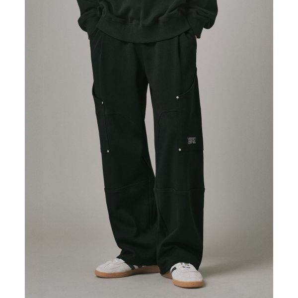 VERDNT 절개 빅 포켓 자수 와이드 스웨트 팬츠 [블랙] V5FLKP02 186638