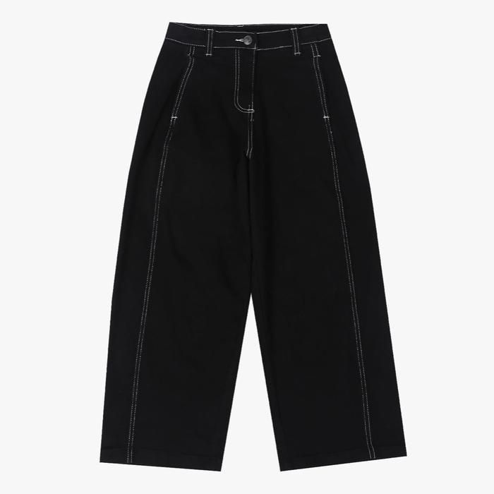 [더데이걸]스티치 배색 배럴 레그 팬츠TGTA25W05_IC