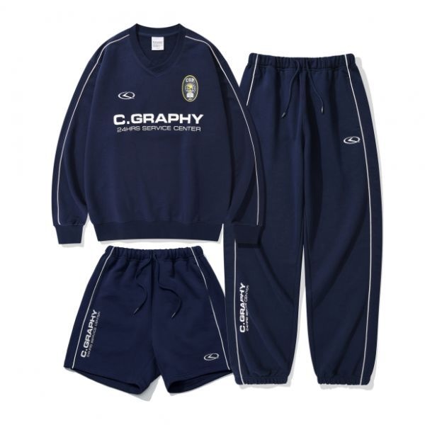 <매장정품> CODEGRAPHY 코드그라피 CGP [SET] 24H 트랙 브이넥 맨투맨 셋업_네이비 CBDWUTL110DNCBDWUTP110DN 733868