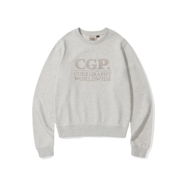 코드그라피 CGP 우먼 스퀘어 로고 맨투맨_오트밀 매장정품 231378
