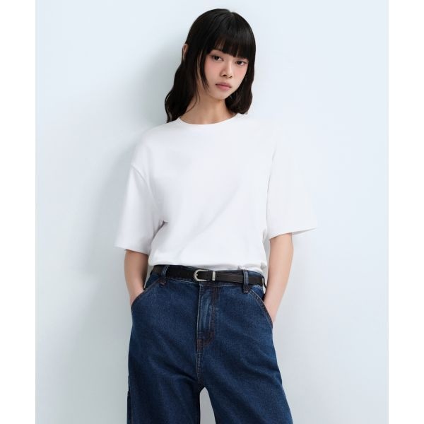 (국내매장정품) 무신사 스탠다드 MUSINSA STANDARD WOMAN 우먼즈 릴렉스 핏 크루 넥 반팔 티셔츠 [화이트] MWJTS203-WH 165841