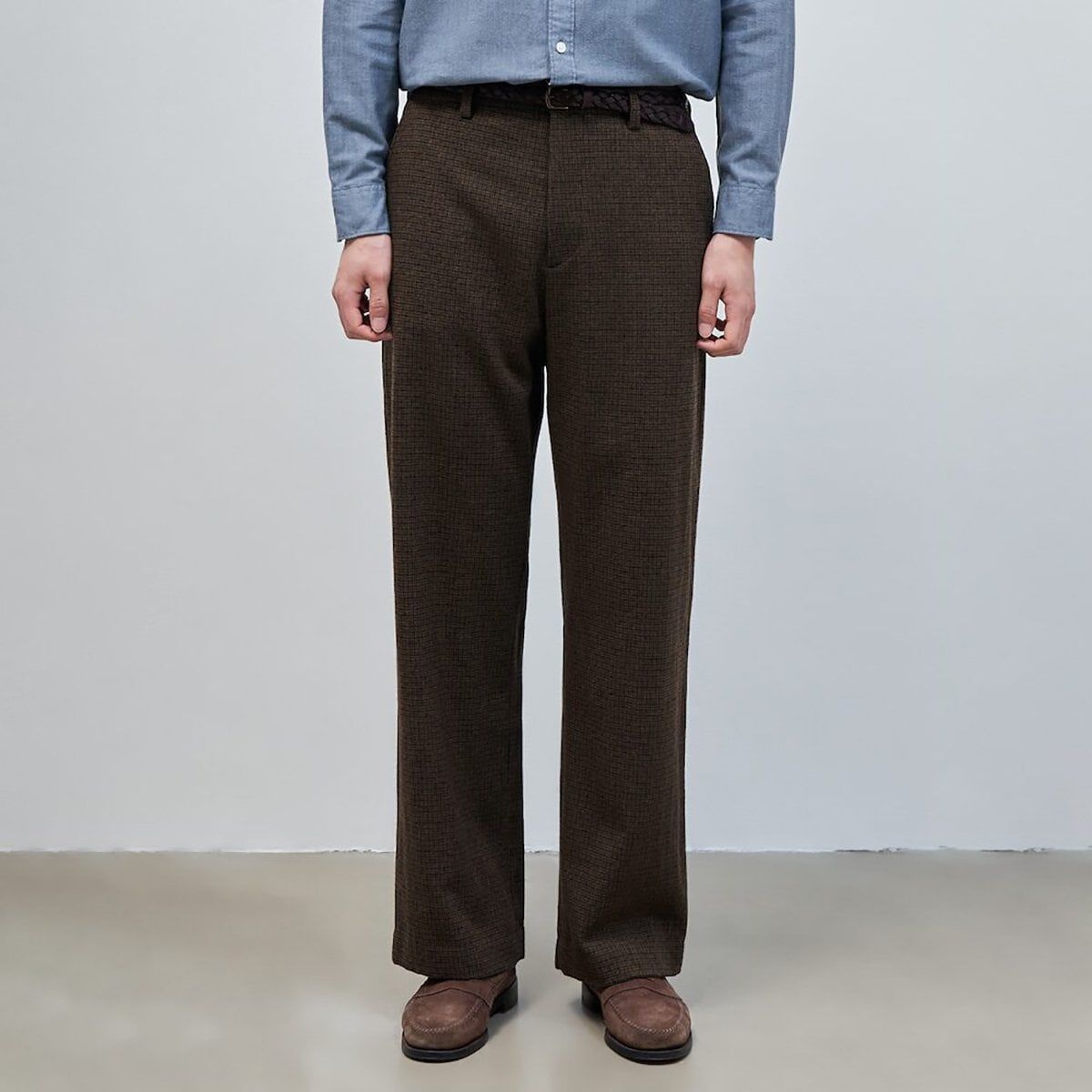 빈폴 BEANPOLE 울 혼방 하운드투스 와이드 팬츠 브라운 BC4921C33D 557302