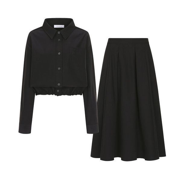 SET 자수 포켓 셔츠 플레어 뒷밴딩 스커트 세트 YJ1ST705 964744 예시카