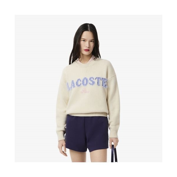 LACOSTE 여성 플러피 레터링 크루넥 스웨터 AF6832-55N XFJ AF6832-55NXFJ 200684