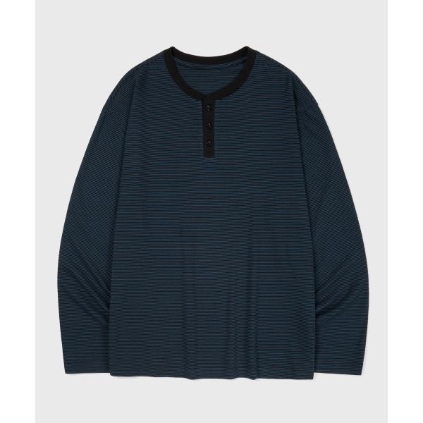 <매장정품> 키뮤어 KIIMUIR 스트라이프 헨리넥 롱슬리브_네이비 KBEFUTL001 441345