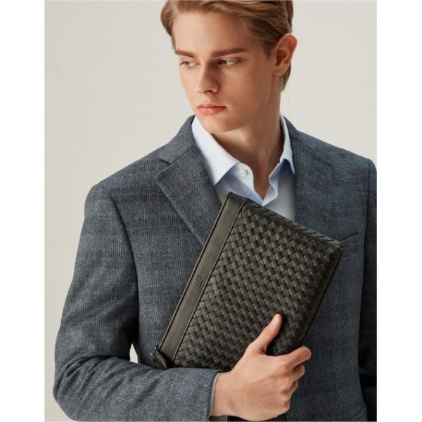 [국내매장정품] 닥스 DAKS MEN'S ACCESSORIES 블랙 핸드크래프트 메쉬M 소가죽 클러치백 DBBA6E725BK 154277