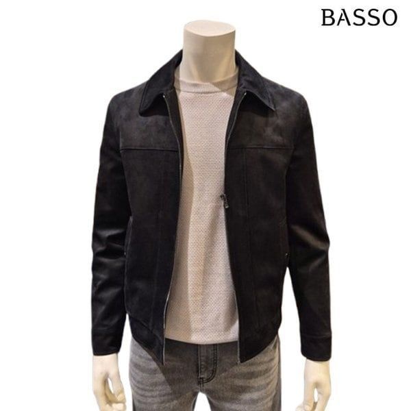 <매장정품> BASSO 바쏘 비건 레더 스웨이드 스트레치 블루종 점퍼 ASC3UA32 688415