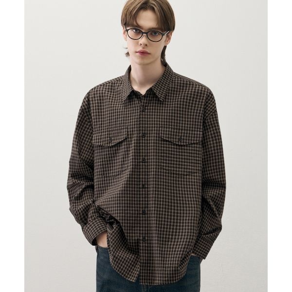 <매장정품> DRAW FIT 덴버 투 포켓 체크 셔츠 [BROWN] DFSH5304BR 181462