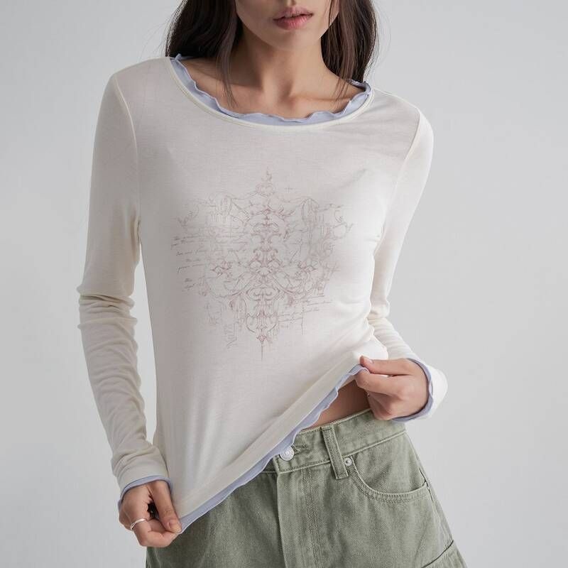 여성 레이어드 긴소매 티셔츠 스카이 블루 165841D와이1Q 8031652