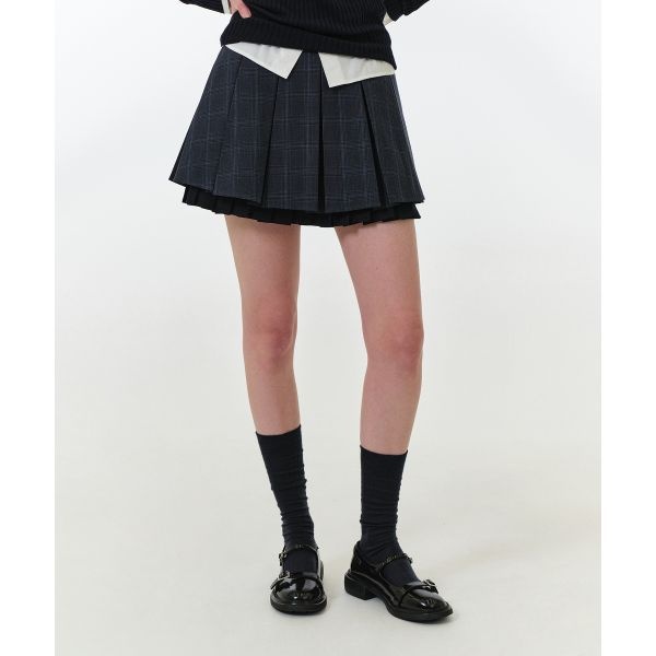 [GROVE]그로브FAE CHECK PLEATS SKIRT (BLUE CHECK) 314873