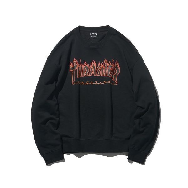 THRER 플레임 로고 맨투맨 블랙 TR2301CR02BK 192941