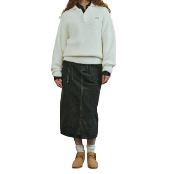 리 LEE 미디 데님 벨트 스커트 블랙 LE2403SR72BK 463797