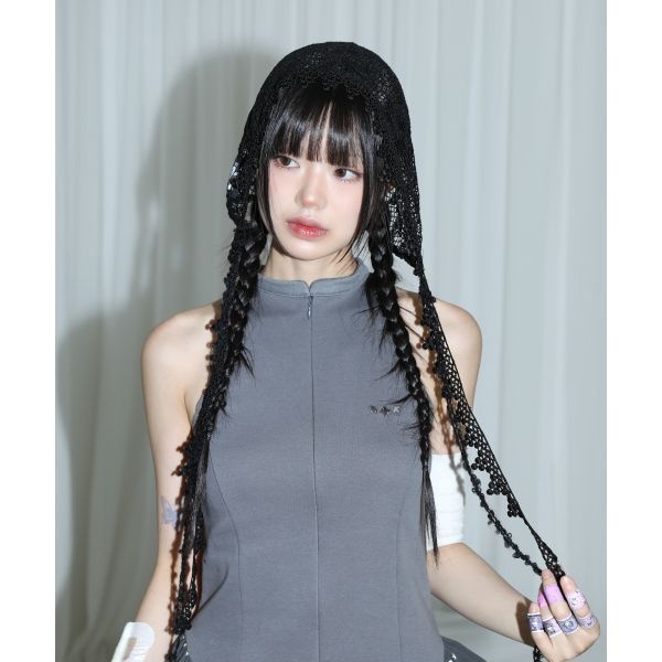 매장정품 CLUT STUDIO 하트 크로셰 보넷 - 블랙