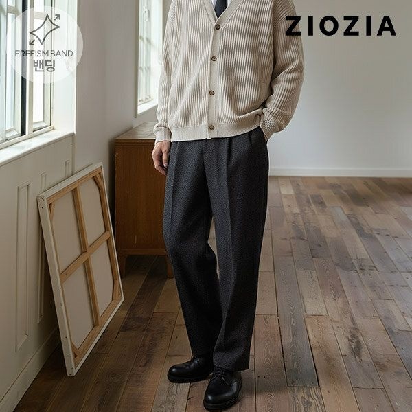 지오지아 ZIOZIA 원턱 와이드핏 슬랙스 (ABC5PP1301_B) 410761