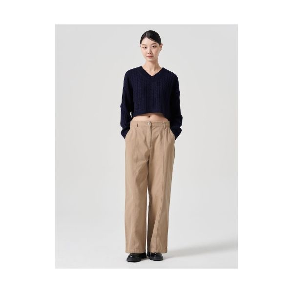 <매장정품> 에잇세컨즈 8SECONDS 코튼 반밴딩 와이드 팬츠 베이지 (324121LY7A) 324121LY7A 466929