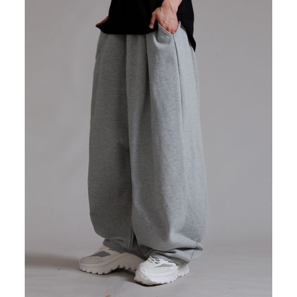 라이크더모스트 LIKE THE MOST 트레이닝 핀턱 벌룬 와이드 팬츠_멜란지 5011671415 153137