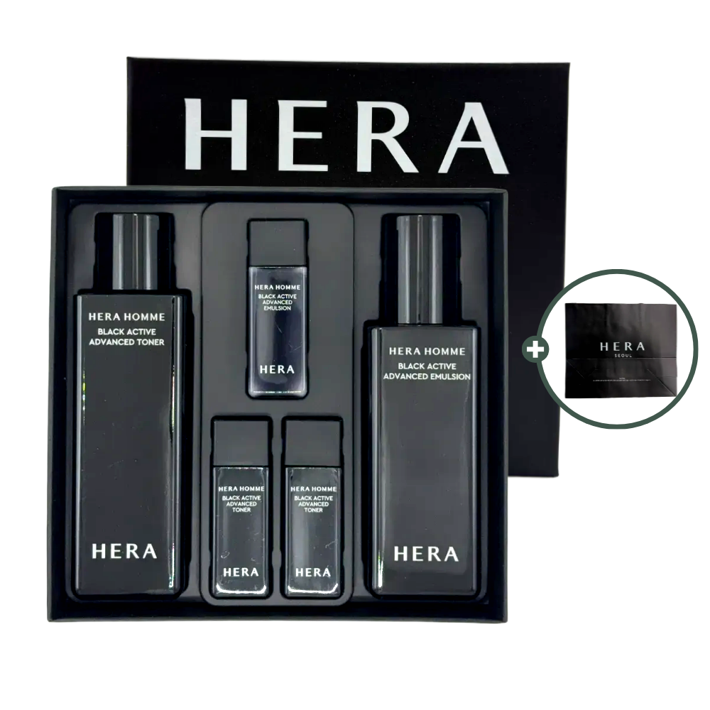 헤라 NEW 옴므 블랙 액티브 2종 세트 남자 기초 스킨 로션 최신제조 쇼핑백 포함