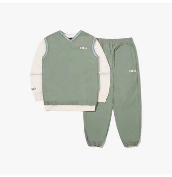 휠라 FILA M 휠라키즈트레이닝세트 KQC FK2FSG3101X-GOV 3pcs 우븐 조끼 상하세트 299267