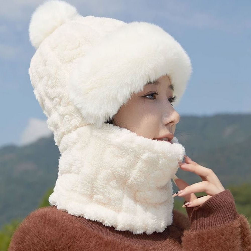 꽈배기 겨울 뽀글뽀글 모자 겨울필수템 넥워머 털방울 라이딩 군밤 넥 방한 워머 겸용 후드 캠핑용품 겨울