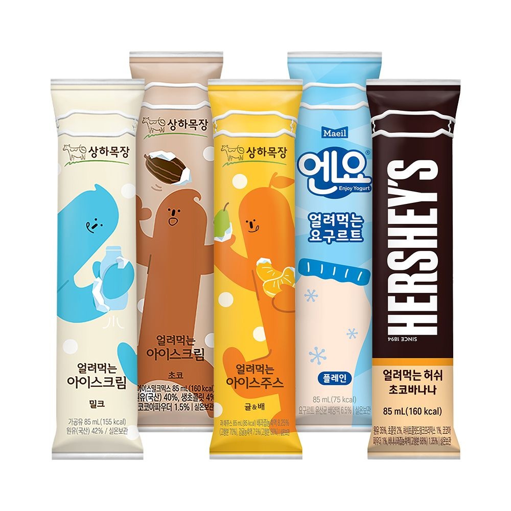 [매일유업]상하목장 얼려먹는 아이스크림 5종 밀크/귤배/초코/엔요/허쉬 18개 골라담기