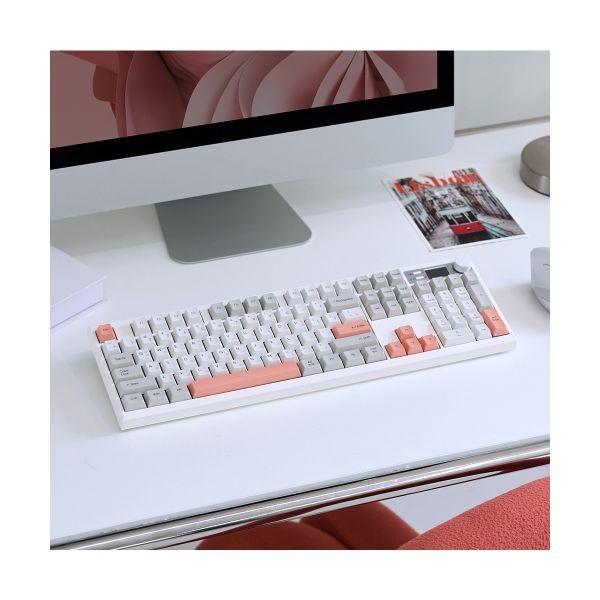 매장정품 ABKO AS104 오피스네비게이터 유무선 게이밍 기계식키보드 핑크 그레이
