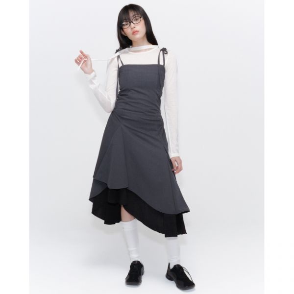 <매장정품> 미세키서울 MISEKI SEOUL Unbalanced layered one piece CHARCOAL MSK251OP01CH 190592