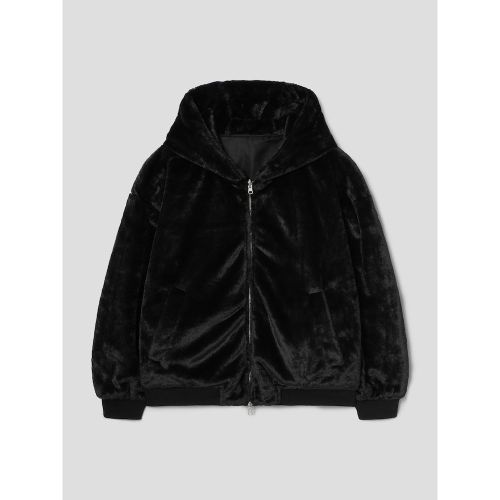 에잇세컨즈 리버시블 라이트패디드 페이크퍼 후드 블루종 블랙