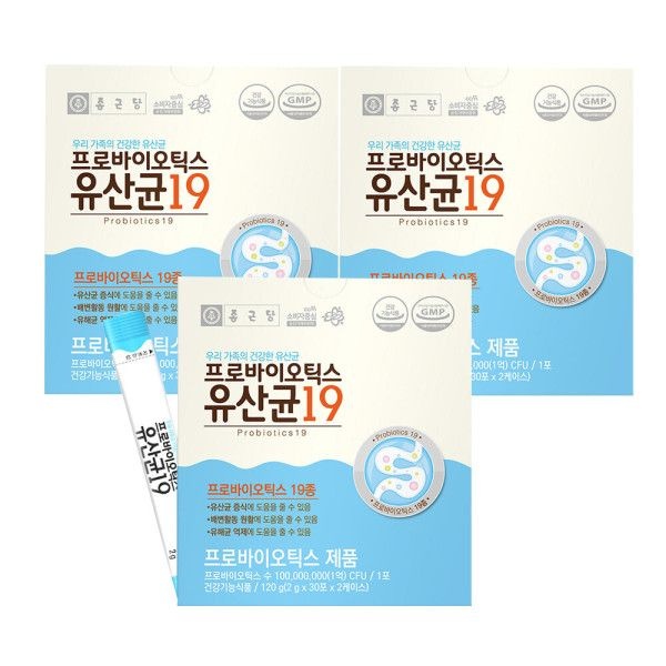 [오늘출발] 종근당 프로바이오틱스 유산균19 60포 X 3개 보장균수 1억 CFU 개별스틱