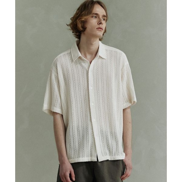ANOBLIR 아노블리어 ANOBLIR 크로셰 하프 셔츠 [아이보리]AHS20D11OP 112115
