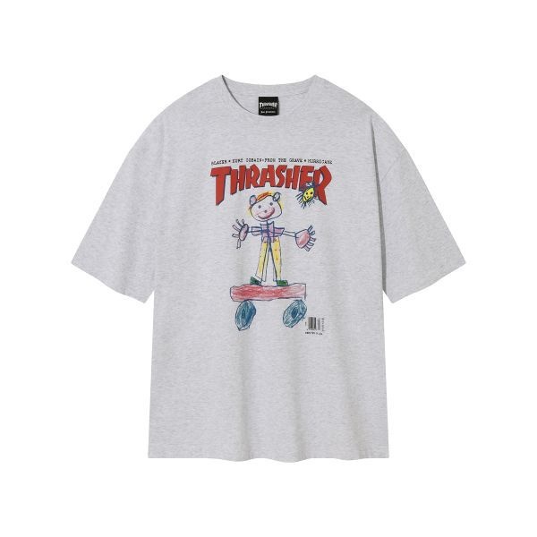 트래셔 THRASHER 키즈 스케치 반팔 티셔츠 화이트 멜란지 매장정품 216514