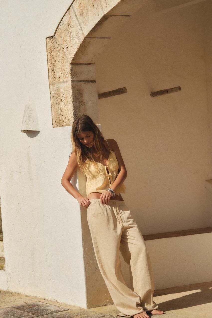 [국내발송] ZARA 여성 파자마 팬츠 - 버터 357487