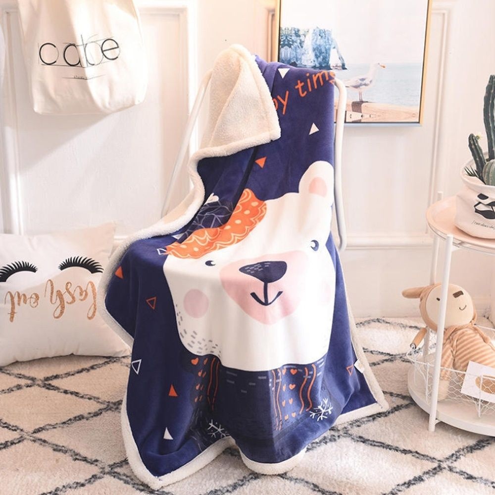 타이디하우스 협력사 귀여운 곰돌이 극세사이불 어린이집 아기방 조카 선물 인조양털 애정담요 따뜻한무릎담요 침대러그 1인용극세사