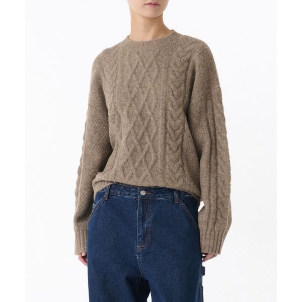 무신사 스탠다드 MUSINSA STANDARD WOMAN 우먼즈 소프트 아란 케이블 니트 [헤더 베이지] MWDWP801-EB 102819
