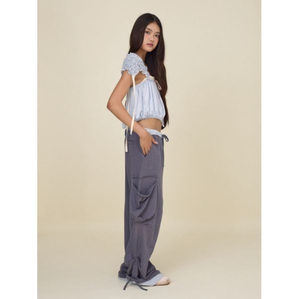 <매장정품> 글로니 GLOWNY UTILITY CONTRAST TRIM JERSEY PANTS (BLUE) GY25FAPT0050BL 461319