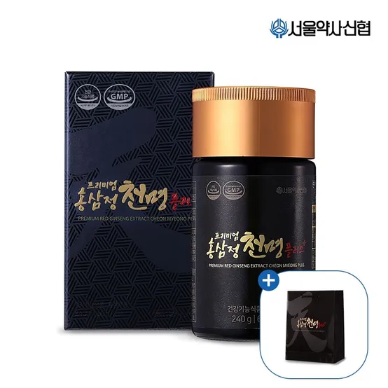 [딜크릿] 프리미엄 홍삼정 천명 플러스 240g (쇼핑백 포함) 진세노사이드 54mg